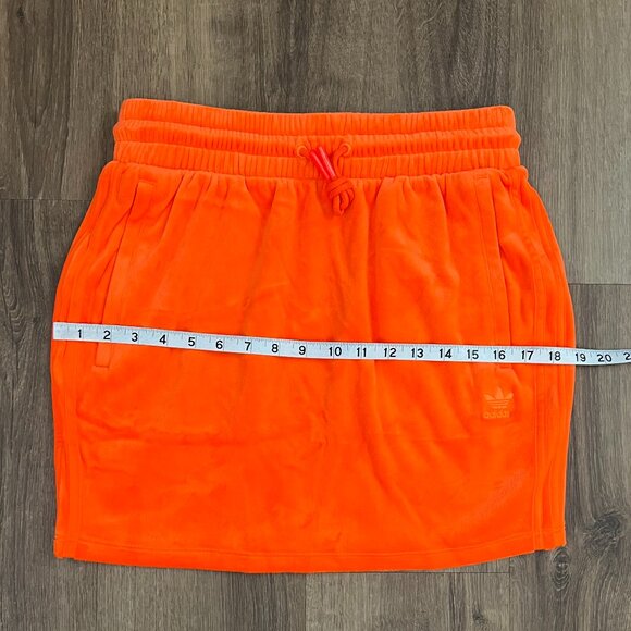 ADIDAS X Jeremy Scott Velour Mini Skirt Orange Y2K Collab Sz M - Picture 7 of 12